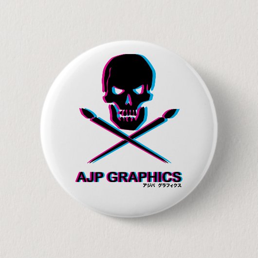AJP GRAPHICS SKULL 3D SMALL CIRCLE BUTTON (Voorkant)