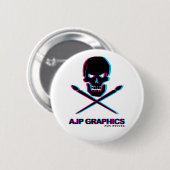 AJP GRAPHICS SKULL 3D SMALL CIRCLE BUTTON (Voorkant /achterkant)