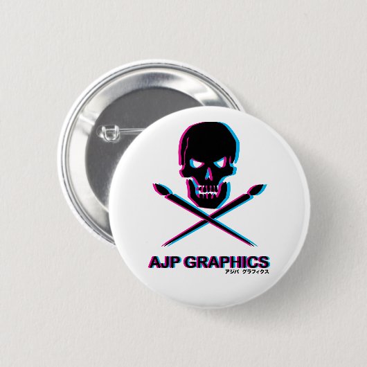 AJP GRAPHICS SKULL 3D SMALL CIRCLE BUTTON (Voorkant /achterkant)