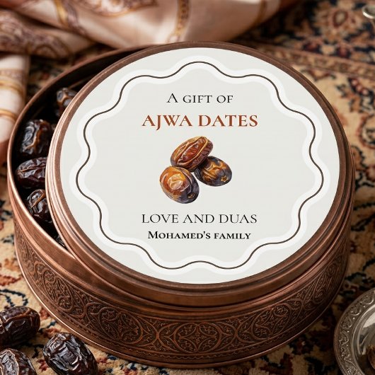 Ajwa-dates Islamitisch Hajj-cadeau Ronde sticker