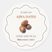 Ajwa-dates Islamitisch Hajj-cadeau Ronde sticker (Voorkant)