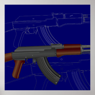 AK47 Blauwdruk Poster