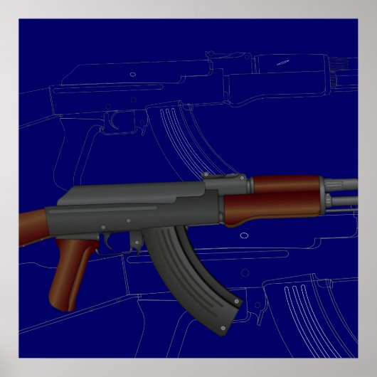AK47 Blauwdruk Poster (Voorkant)