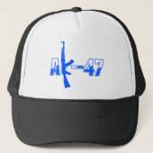 AK-47 AKM Aanvalsgeweer Logo Blue.png Trucker Pet (Voorkant)