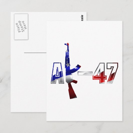 AK-47 AKM Aanvalsgeweer Logo Rood Wit en Blauw.pn Briefkaart (Voorkant / Achterkant)