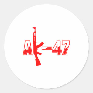 AK-47 AKM Assault Rifle Logo Red.png Ronde Sticker