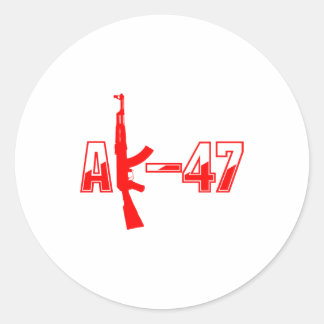 AK-47 AKM Assault Rifle Logo Red.png Ronde Sticker