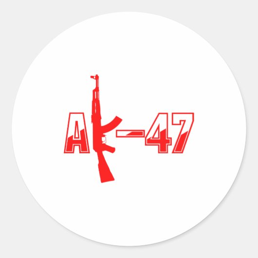 AK-47 AKM Assault Rifle Logo Red.png Ronde Sticker (Voorkant)