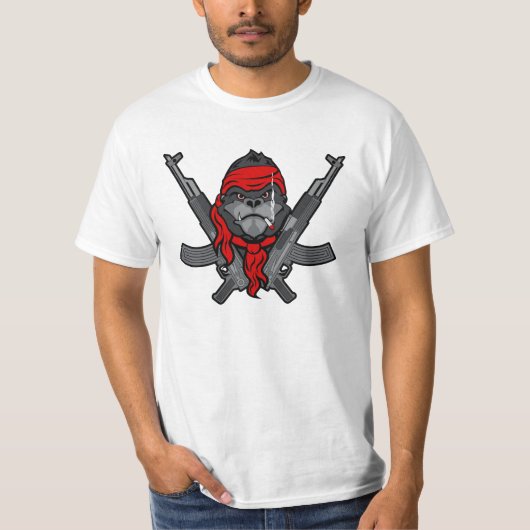 AK-47 Gorilla-cartoon van de rebellenstrijder T-shirt (Voorkant)