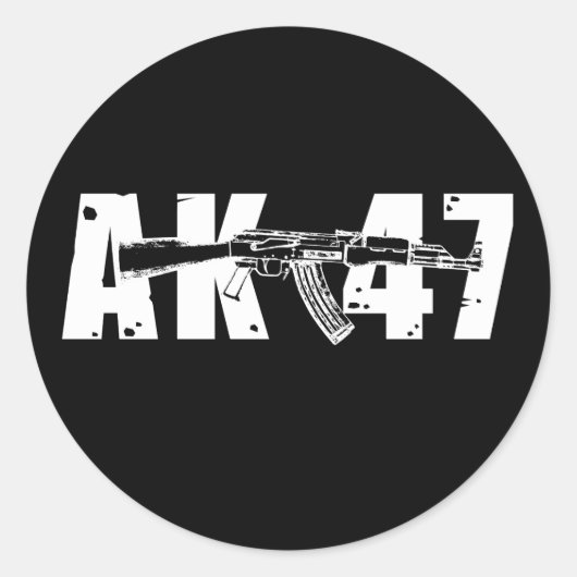 AK-47 Kalashnikov Geweer Pistool Rechten Ronde Sticker (Voorkant)