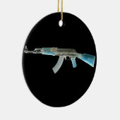 AK-47 Negatief Blauw Keramisch Ornament (Rechts)