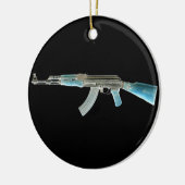 AK-47 Negatief Blauw Keramisch Ornament (Links)