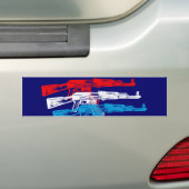 AK 47, rood, wit en blauw Bumpersticker (Op auto)