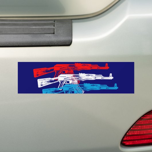 AK 47, rood, wit en blauw Bumpersticker (Op auto)