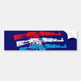 AK 47, rood, wit en blauw Bumpersticker