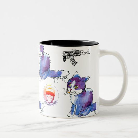 AK-47 Scribbles Mug Tweekleurige Koffiemok (Rechts)