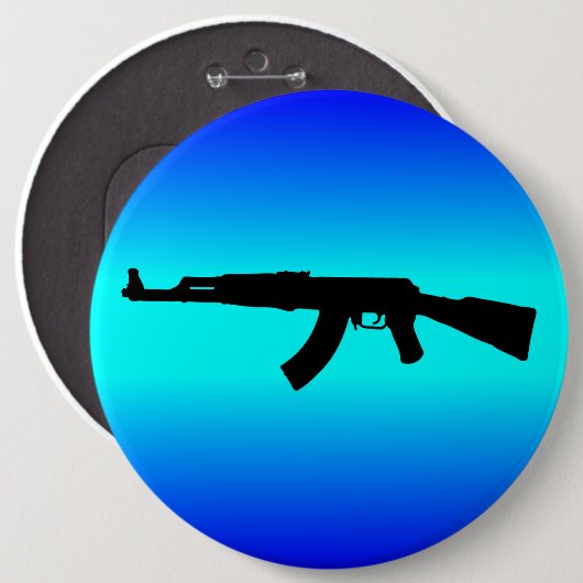 AK-47 Silhouette Ronde Button 6,0 Cm (Voorkant /achterkant)