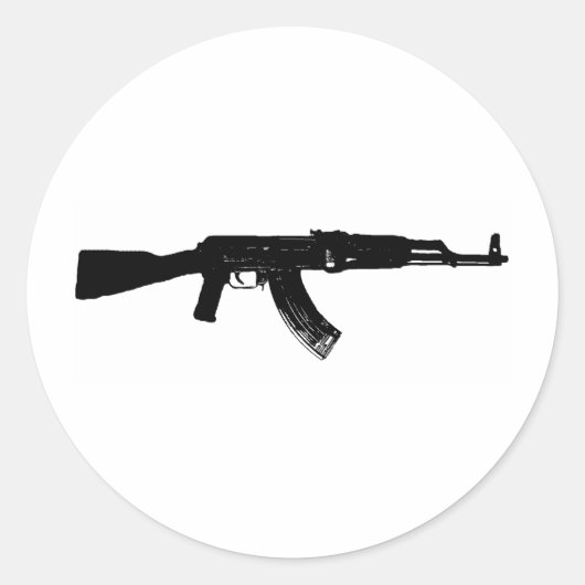 AK-47 Silhouette Ronde Sticker (Voorkant)