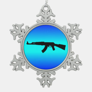 AK-47 Silhouette Tin Sneeuwvlok Ornament