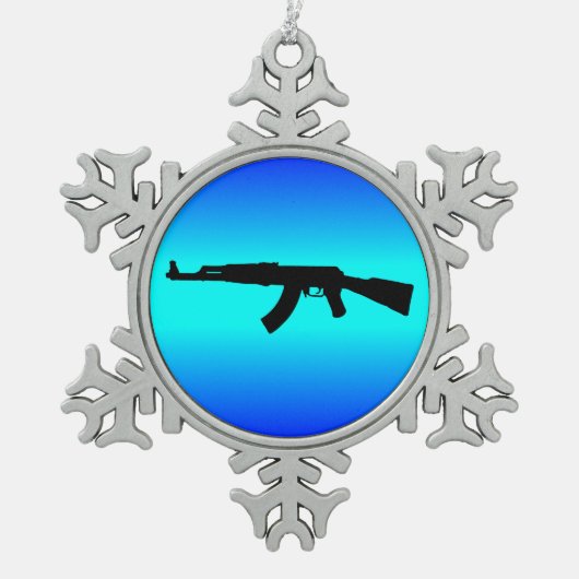AK-47 Silhouette Tin Sneeuwvlok Ornament (Voorkant)