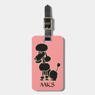 AK- Funny Black Poodle Bagagelabel