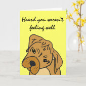 AK- Funny Cartoon Dog Get Well Kaart (Gele Bloem)