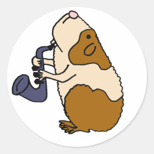 AK- Guinee varken spelen de saxofoon Ronde Sticker