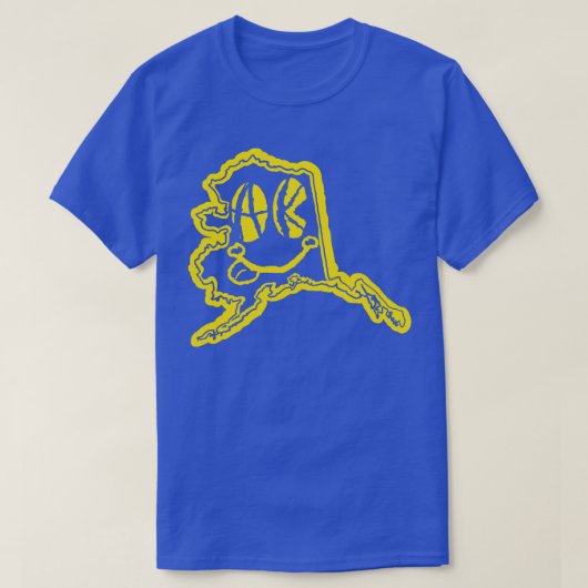 AK Ogen Alaska Grunge Glimlachend Gezicht Geel T-shirt (Design voorkant)