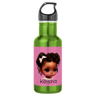 AKA - Bruin Meisje in Roze en Groen Waterfles