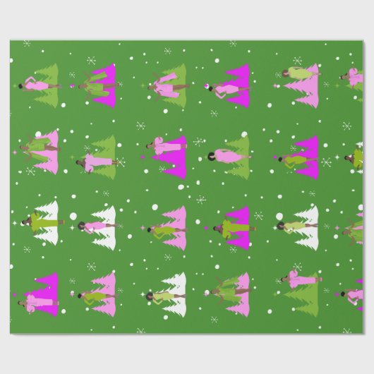 AKA Geïnspireerd omlooppapier | Roze en groen Cadeaupapier (Vlak)