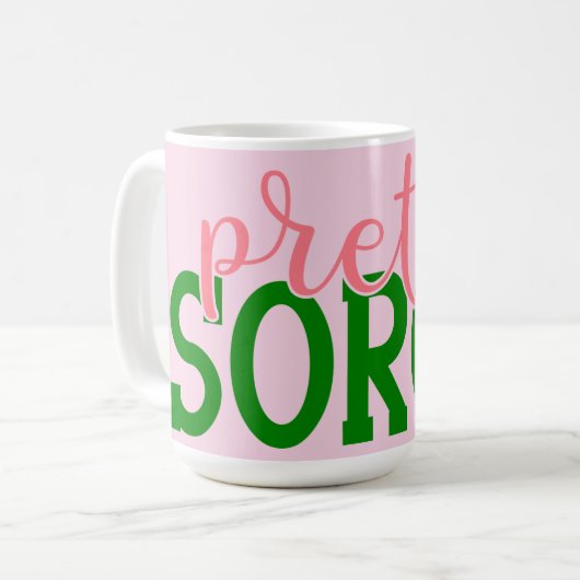 AKA Geïnspireerd roze en groene  Soror  Koffiemok (Voorkant links)