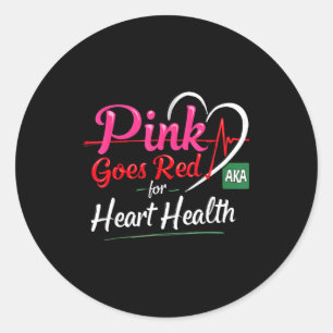 Aka Roze Gaat Rood Hartgezondheidsbewustzijn Kostu Ronde Sticker