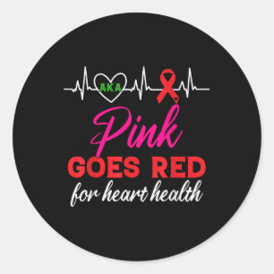 AKA roze gaat rood voor hartgezondheidsbewustzijn  Ronde Sticker