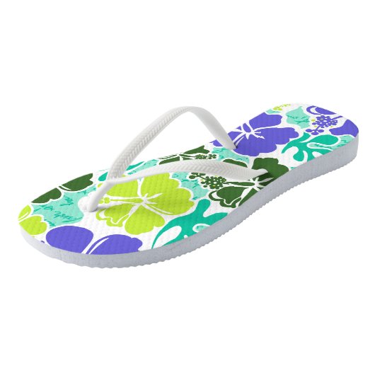 Akahai Hawaiian Hibiscus Tropical Floral Teenslippers (Schuin)