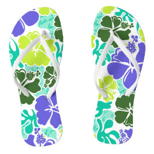 Akahai Hawaiian Hibiscus Tropical Floral Teenslippers