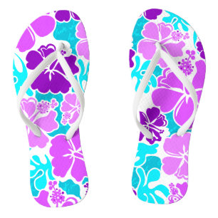 Akahai Hawaiian Hibiscus Tropical Floral Teenslippers