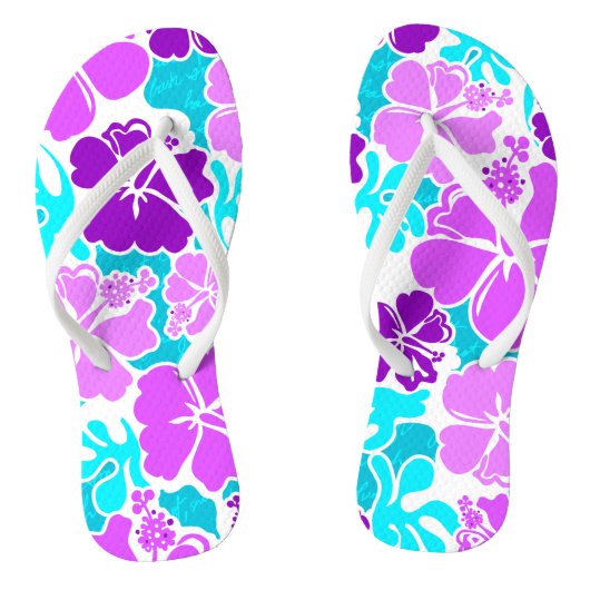 Akahai Hawaiian Hibiscus Tropical Floral Teenslippers (Voetbed)