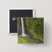 Akaka-waterval, Hamakua-kust, eiland Hawaii, Vierkante Button 5,1 Cm (Voorkant /achterkant)