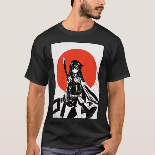 Akame Ga Kill T Shirt Akame Manga Draw Red Sun Sti (Voorkant)