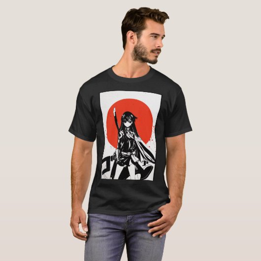Akame Ga Kill T Shirt Akame Manga Draw Red Sun Sti (Voorkant volledig)