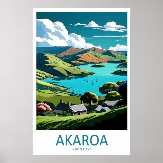 Akaroa Vintage Reisposter Ski Nationaal Park Poster (Voorkant)