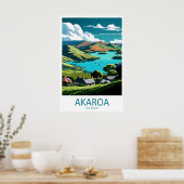 Akaroa Vintage Reisposter Ski Nationaal Park Poster (Keuken)
