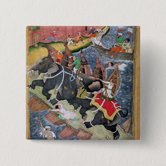 Akbar noemt de Savage Elephant, Hawa'i Vierkante Button 5,1 Cm (Voorkant)