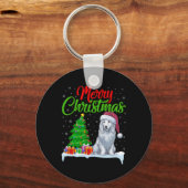 Akbash Dog Kerstboom Lichten Grappige Kerstmis Akb Sleutelhanger (Voorkant)