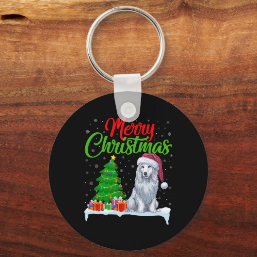 Akbash Dog Kerstboom Lichten Grappige Kerstmis Akb Sleutelhanger (Voorkant)