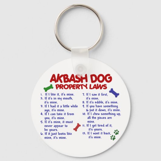 AKBASH DOG Property Laws 2 Sleutelhanger (Voorkant)