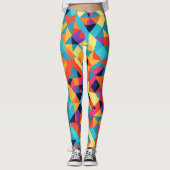 Akbash geometrisch kleurrijk gepersonaliseerd patr leggings (Voorkant)