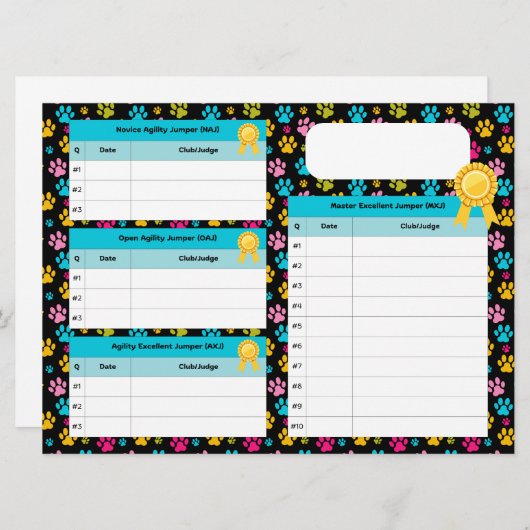 AKC Agility Master Jumper Title Tracker Kaart (Voorkant / Achterkant)