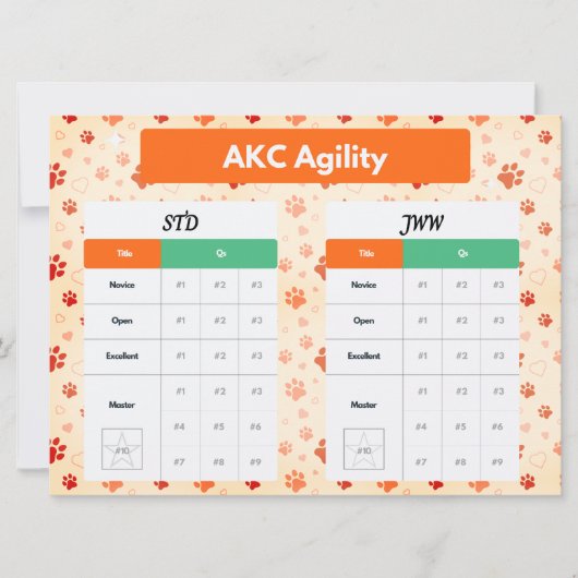 AKC Agility Master STD & JWW Titels Tracker (Voorkant)