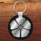 Akechi Clan Kamon Silver Chrome Sleutelhanger (Voorkant)